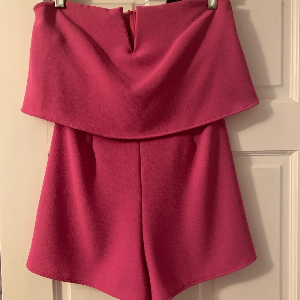 Pink strapless romper